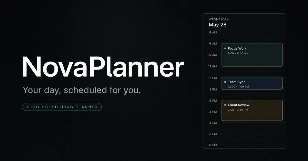 Nova — an AI day-planner that lets you just talk to it (Claude/ChatGPT) instead of clicking around logo